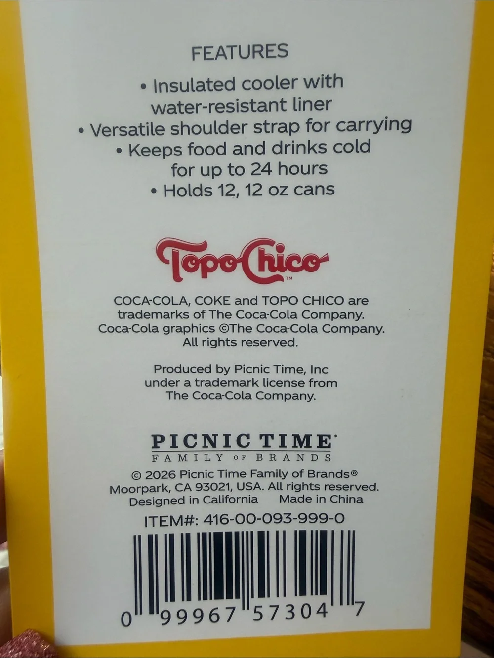 Topo Chico Cream Insulated Lunch Bag